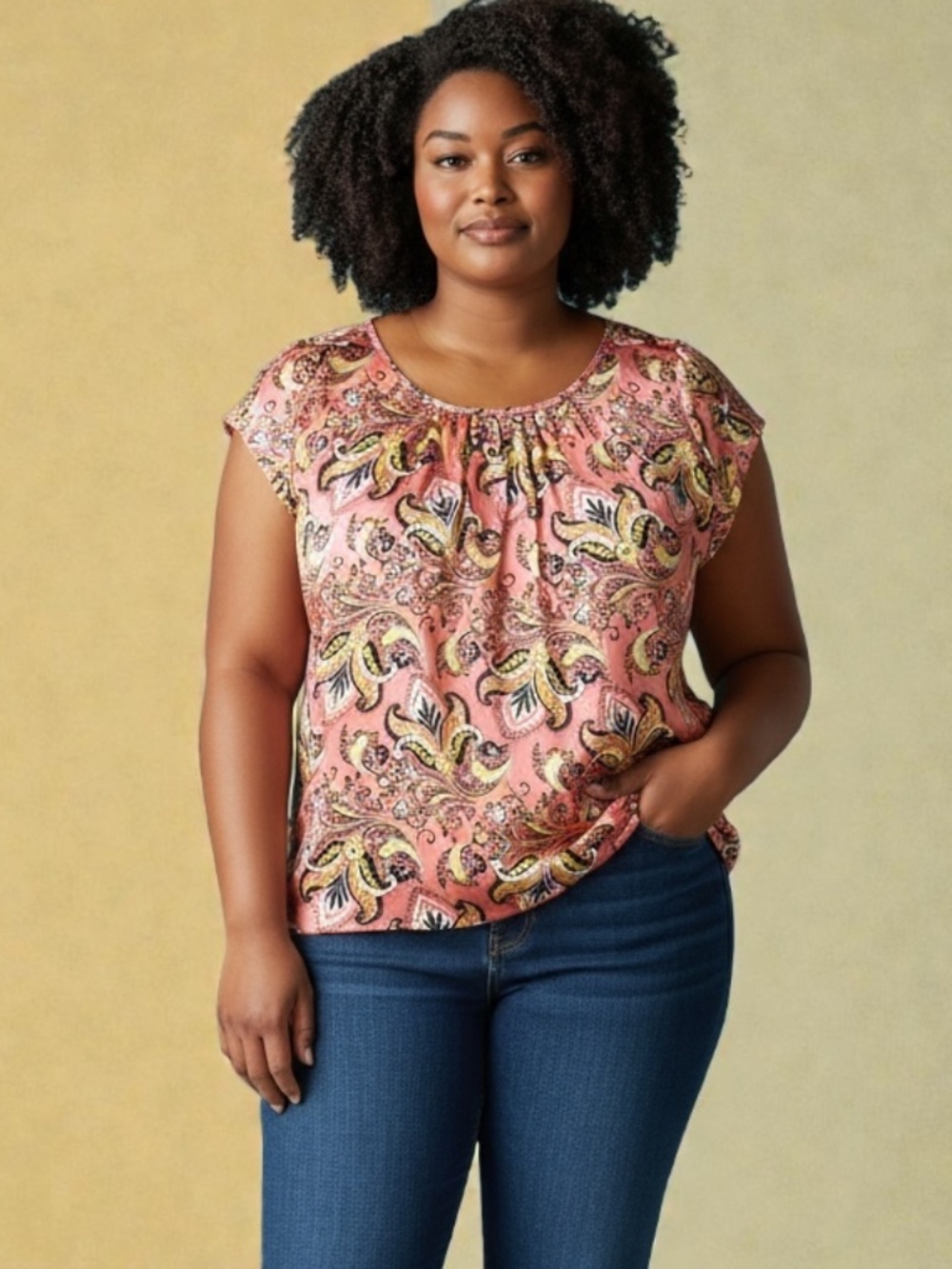 Liz Claiborne Coral Paisley Blouse – Size Medium